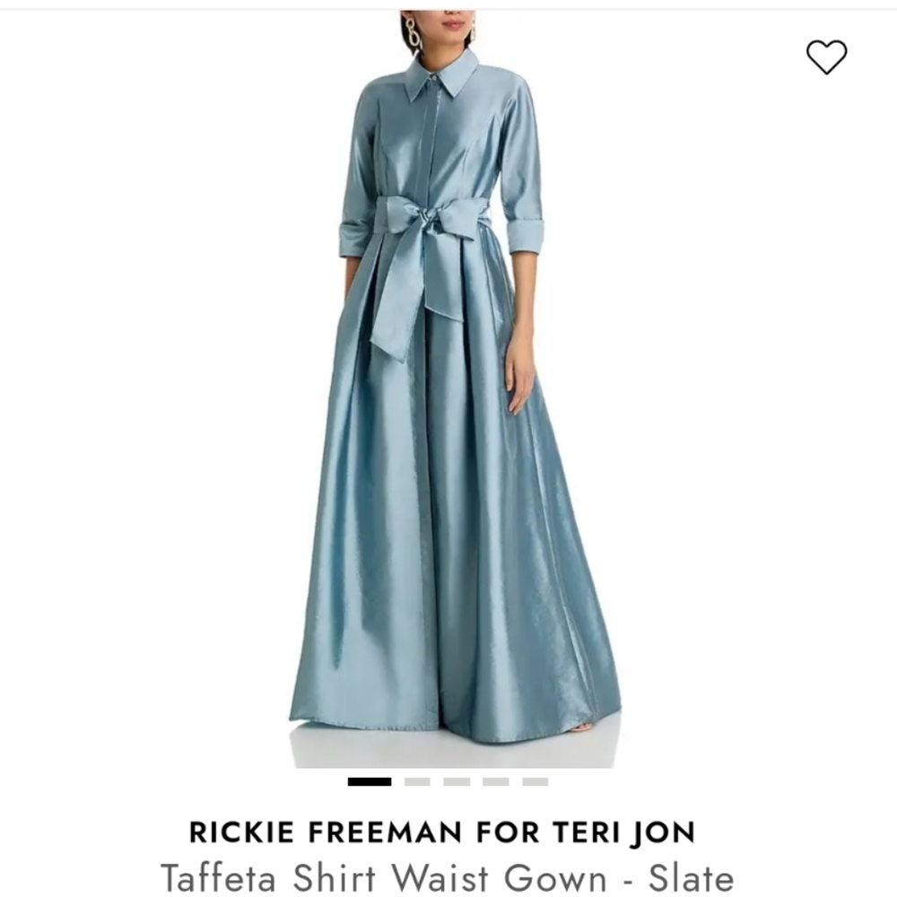 Rickie Freeman for Teri Jon Blue Taffeta Maxi Dress